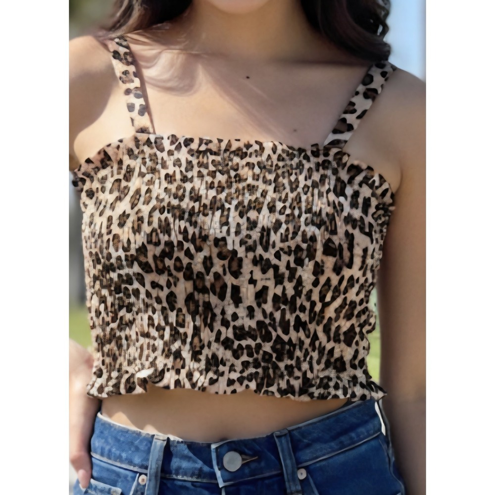 Paper Heart Women's Square Neck Tank Top - Leopard / Juniors' S